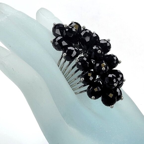 Swaroski Crystal Ring Flamboyant Unique Crystal Bicone Beaded Cluster Ring - Picture 3 of 14